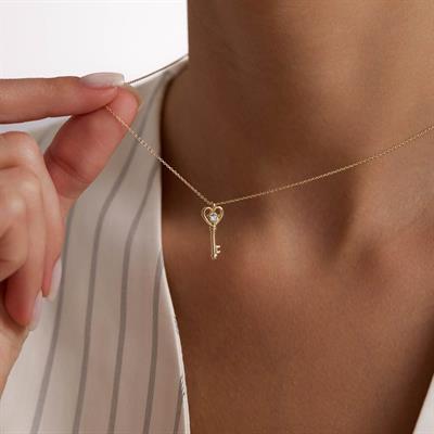 14 Ayar Altın Anahtar Kolye