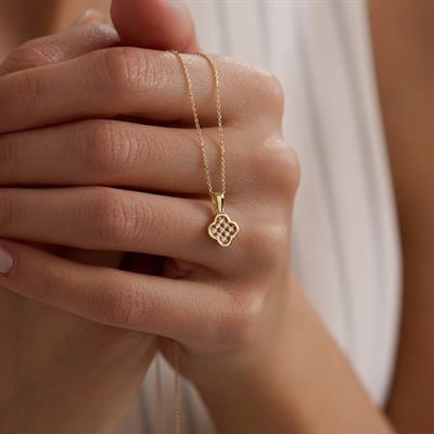 14 Ayar Altın Yonca Kolye