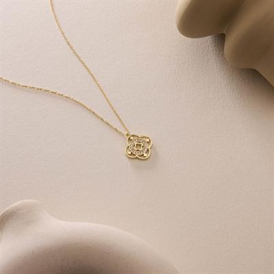 14 Ayar Altın Yonca Kolye