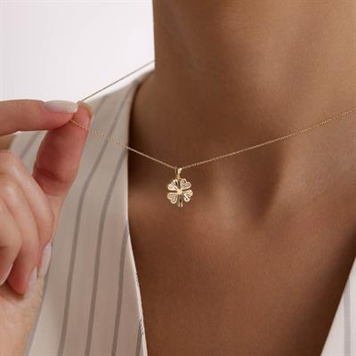 14 Ayar Altın Yonca Kolye