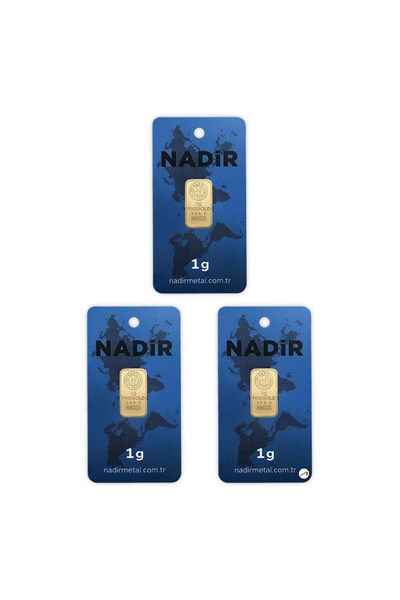 3 Adet 1 gr 24 Ayar Nadirgold gram Altın (DİKDÖRTGEN)