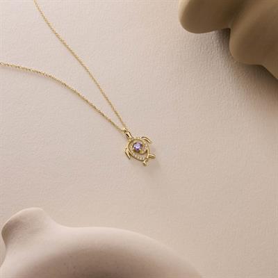 14 Ayar Renkli Taşlı Altın Kolye