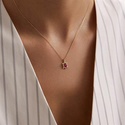 14 Ayar Renkli Taşlı Altın Kolye