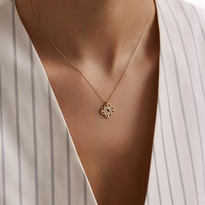 14 Ayar Altın Yonca Kolye