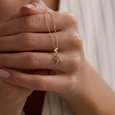 14 Ayar Renkli Taşlı Altın Kolye