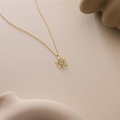 14 Ayar Altın Kaplumbağa Kolye
