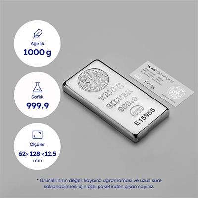 Nadir 1000 Gram (1 kg) Külçe Gümüş