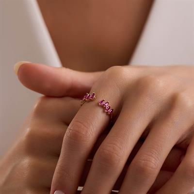 14 Ayar Renkli Taşlı Altın Yüzük