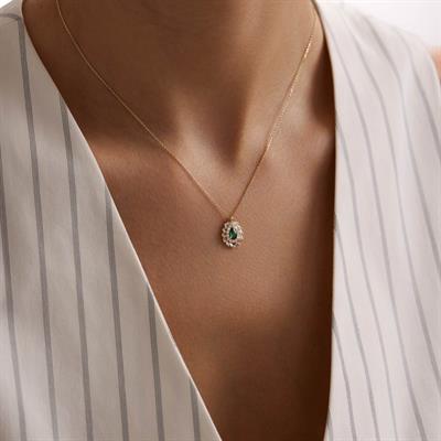 14 Ayar Renkli Taşlı Altın Kolye