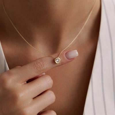 14 Ayar Altın Tektaş Kolye