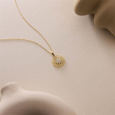 14 Ayar Altın Çiçek Kolye