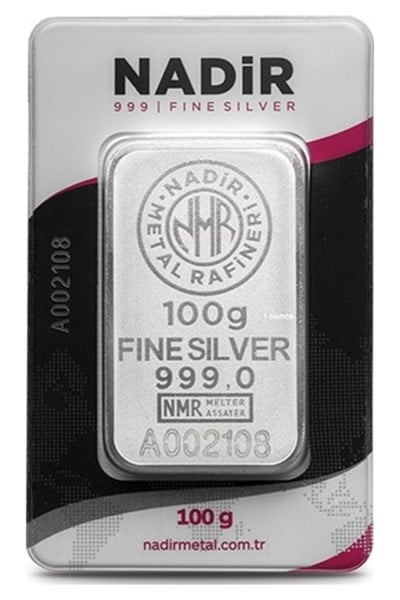 24 Ayar 100 Gr Gümüş Külçe