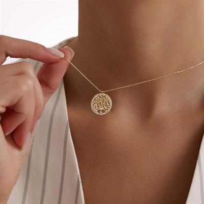 14 Ayar Altın Hayat Ağacı Kolye