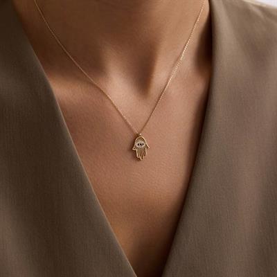 14 Ayar Altın Fatma Ana Eli Kolye