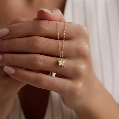 14 Ayar Altın Yıldız Kolye