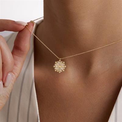 14 Ayar Altın Kar Tanesi Kolye