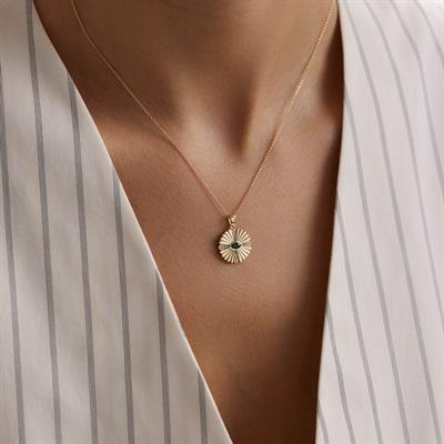 14 Ayar Renkli Taşlı Altın Kolye