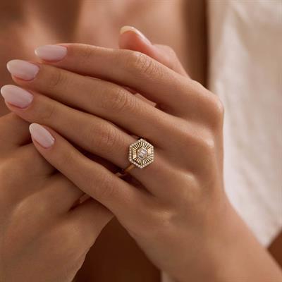 14 Ayar Altın Baget Yüzük