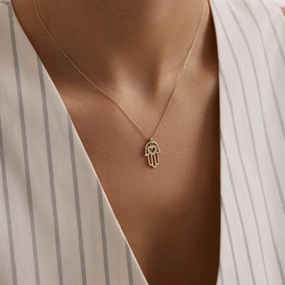 14 Ayar Altın Fatma Ana Eli Kolye