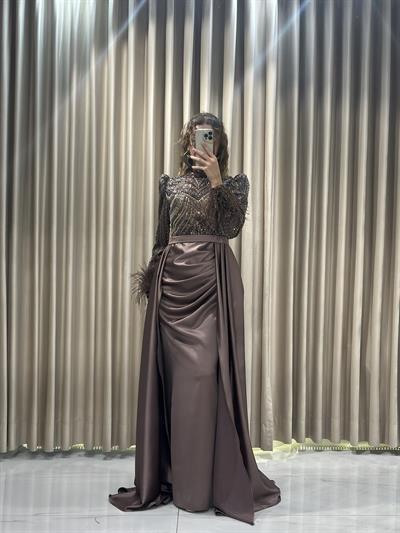 Bakır Taş İşlemeli Tesettür Abiye Tesettür Abiye Elbise | Kaleiçi Yıldızlar