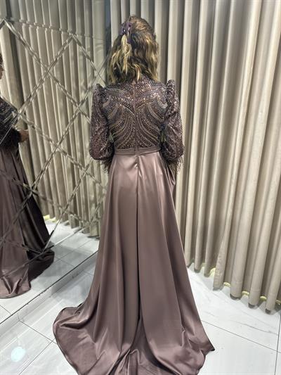 Bakır Taş İşlemeli Tesettür Abiye Tesettür Abiye Elbise | Kaleiçi Yıldızlar