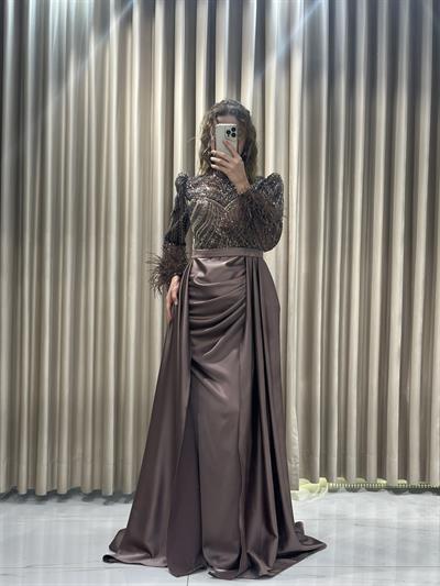 Bakır Taş İşlemeli Tesettür Abiye Tesettür Abiye Elbise | Kaleiçi Yıldızlar