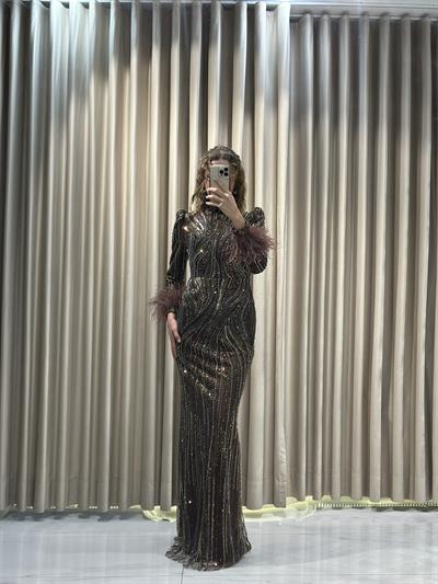 Bakır Taşlı Tesettür Abiye Tesettür Abiye Elbise | Kaleiçi Yıldızlar