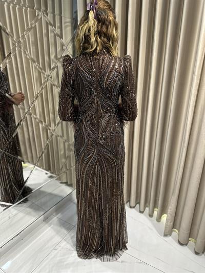 Bakır Taşlı Tesettür Abiye Tesettür Abiye Elbise | Kaleiçi Yıldızlar