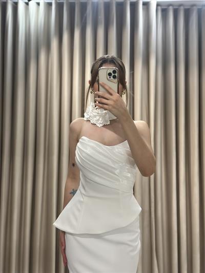 Beyaz Straplez Balık Model Abiye Elbise | Kaleiçi Yıldızlar