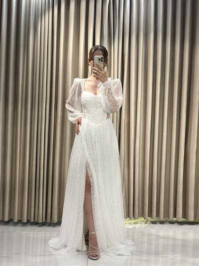 Beyaz Dantel Model Abiye Elbise | Kaleiçi Yıldızlar