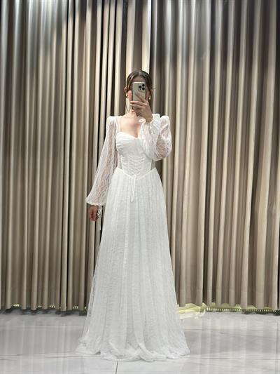 Beyaz Dantel Model Abiye Elbise | Kaleiçi Yıldızlar