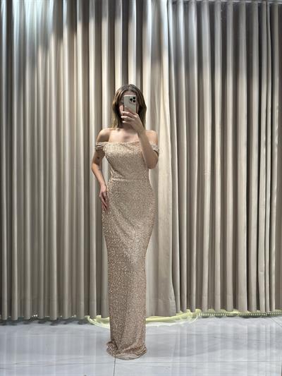 Gold Kırma Taş Abiye Elbise | Kaleiçi Yıldızlar