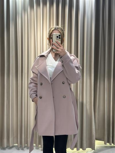 Pembe Omuz Apoletli Kaşe Kaban DŞS531 | Kaleiçi Yıldızlar