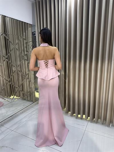 Pudra Staplez Balık Model Abiye Elbise | Kaleiçi Yıldızlar