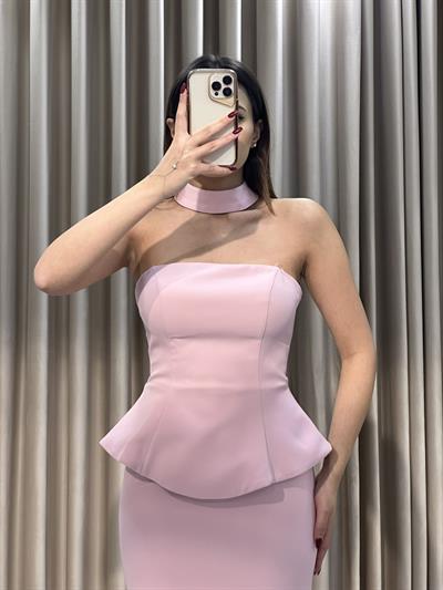 Pudra Staplez Balık Model Abiye Elbise | Kaleiçi Yıldızlar