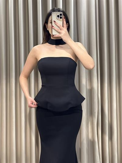 Siyah Staplez Balık Model Abiye Elbise | Kaleiçi Yıldızlar
