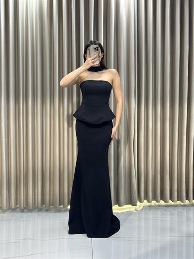 Siyah Staplez Balık Model Abiye Elbise | Kaleiçi Yıldızlar