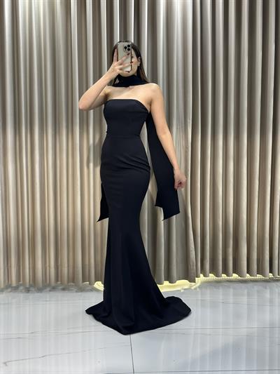 Siyah Straplez Balık Model Abiye Elbise | Kaleiçi Yıldızlar