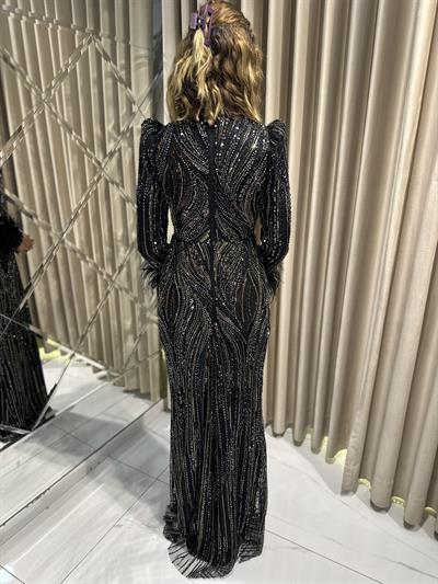 Siyah Taşlı Tesettür Abiye Tesettür Abiye Elbise | Kaleiçi Yıldızlar