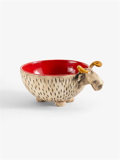 El Yapımı Seramik Boğa Figürlü Kase 