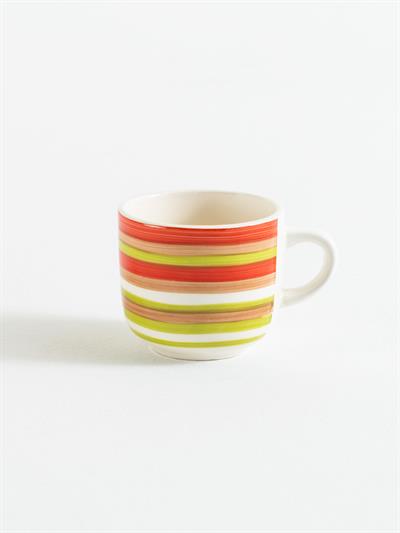 Krem Çizgili Seramik Kupa