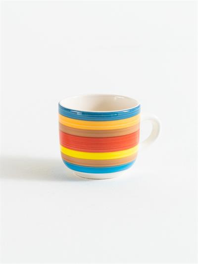 Mavi Çizgili Seramik Kupa