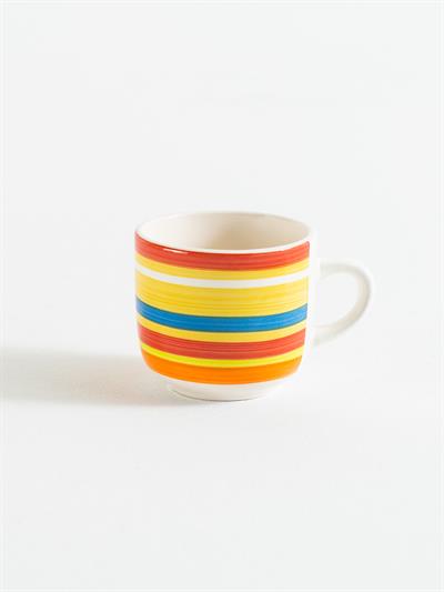 Renkli Çizgili Seramik Kupa