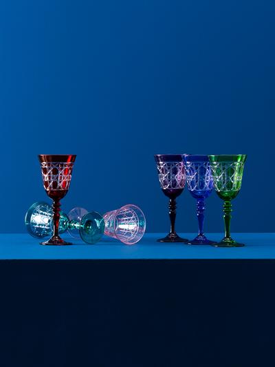 Renkli Kristal Şarap Kadehi Seti – 6lı İnce Kesim
