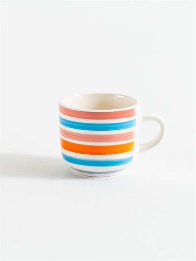 Turuncu Çizgili Seramik Kupa