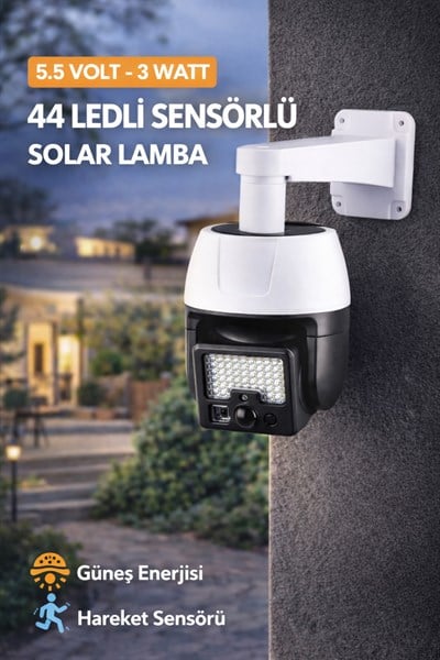 44 Led Sensörlü Solar Lamba 3 Modlu Bahçe Aydınlatma Kumandalı IP65 Su Geçirmez Duvar Lambası