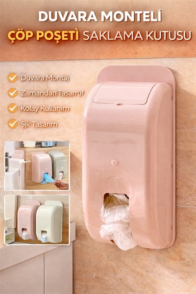 Çöp Poşeti Saklama Kutusu Duvara Monte Yapışkanlı Mutfak Banyo Organizer Pratik Raf