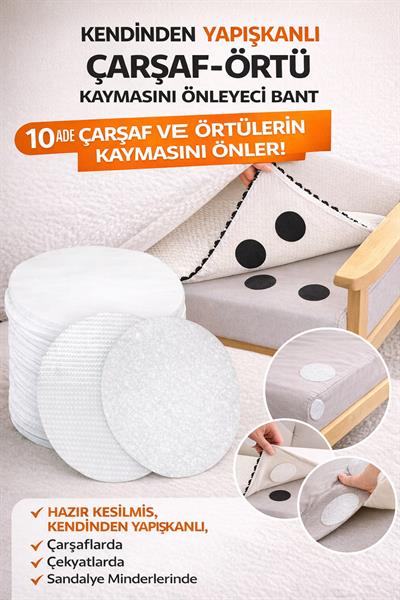 Kendinden Yapışkanlı Kayma Önleyici Cırt Cırt Bant – Çarşaf & Örtü Sabitleyici