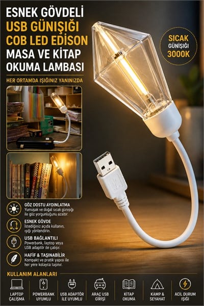 USB LED Kitap Okuma Lambası Esnek USB Masa Lambası Laptop Powerbank Uyumlu Günışığı Hafif Lamba