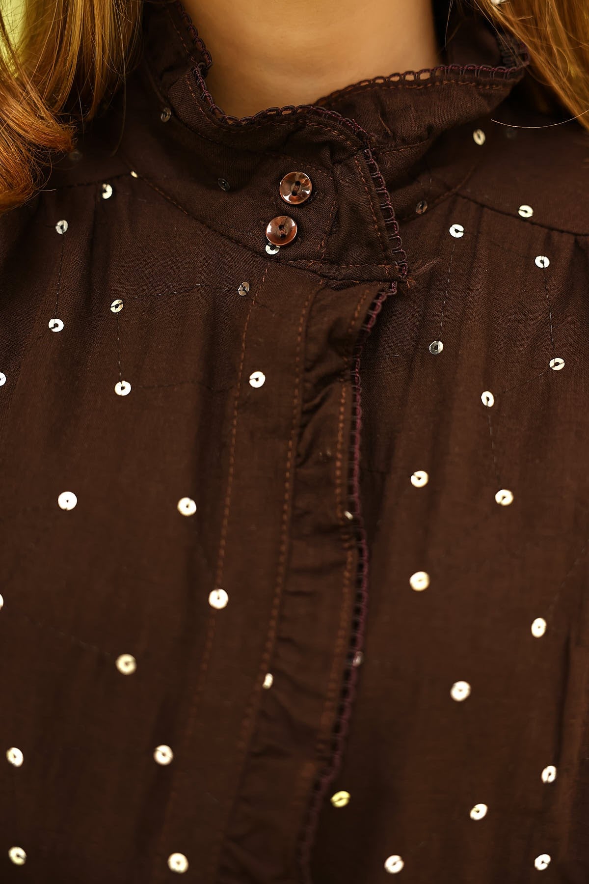 NAKIŞLI GÖMLEK - Kahve